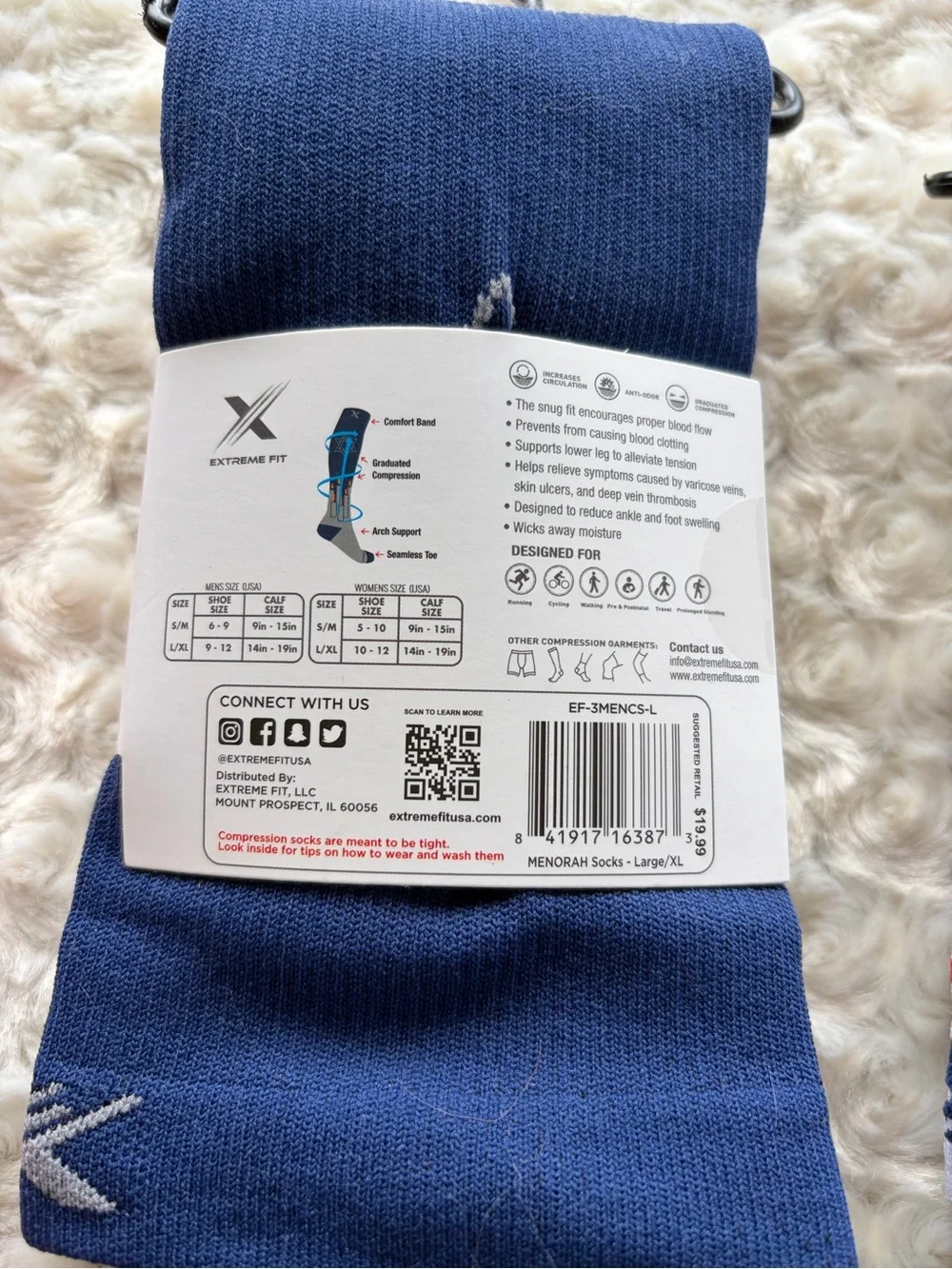New Set of 5 Pairs of Compression Socks Size Large/XL